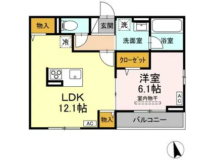 D-ROOM野田町三丁目(1LDK/2階)の間取り写真