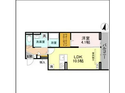 NOBLE VILLA鹿手袋(1LDK/3階)の間取り写真