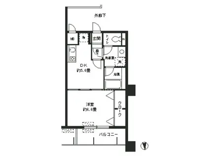 ラフィーネ港北(1DK/2階)の間取り写真