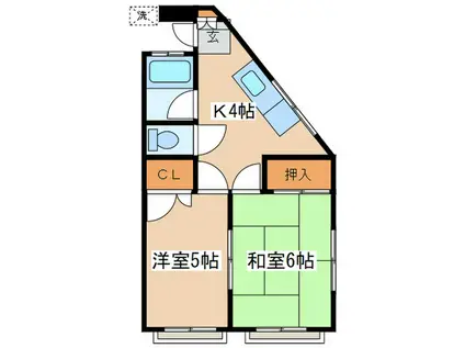 石原コーポ(2K/3階)の間取り写真