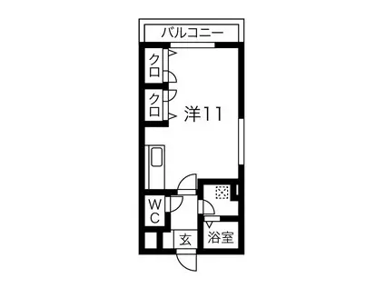 ハイローゼ学園前(ワンルーム/4階)の間取り写真