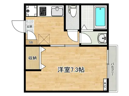 アルベリーノ峰(1K/1階)の間取り写真