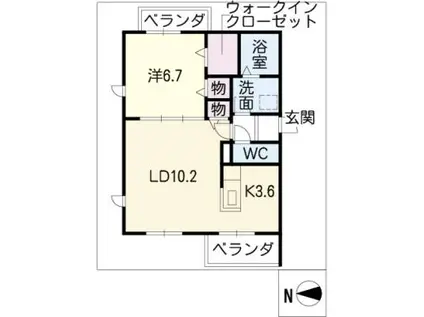 TROIS GLYCINE III(1LDK/2階)の間取り写真