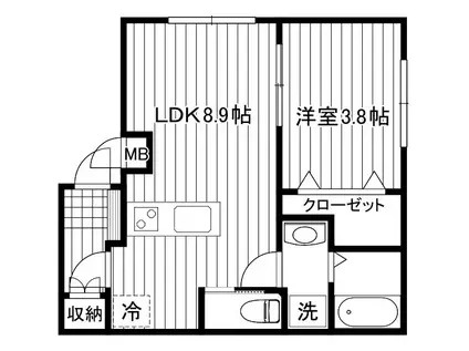 ヴィンテージCITY武蔵小金井(1LDK/3階)の間取り写真