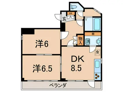 フタバプレイス(2DK/4階)の間取り写真