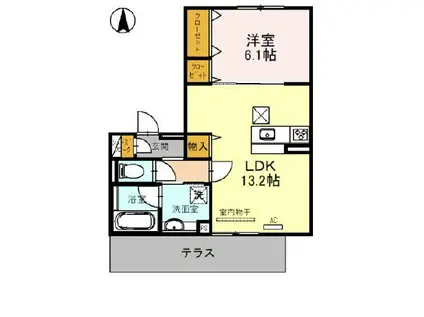 エルピーダ桂(1LDK/1階)の間取り写真