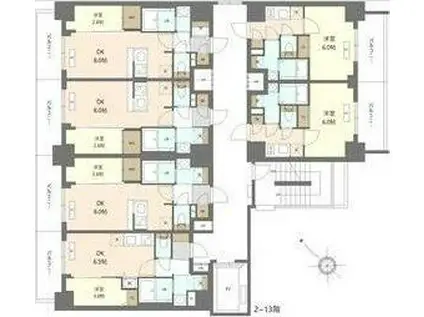 エスリードレジデンス ザ・グラン 梅田イースト(1LDK/6階)の間取り写真