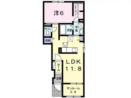 アドヴァン A(1LDK/1階)の間取り写真