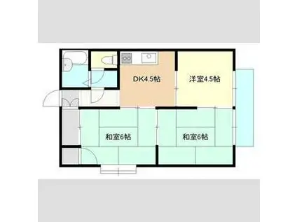 セジュール三浦(3DK/2階)の間取り写真