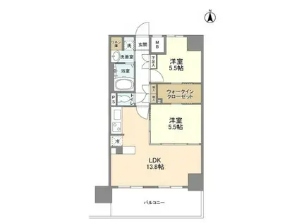 ハイラインII(2LDK/6階)の間取り写真