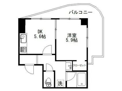 ヴィラデステKOSUGE(1DK/3階)の間取り写真