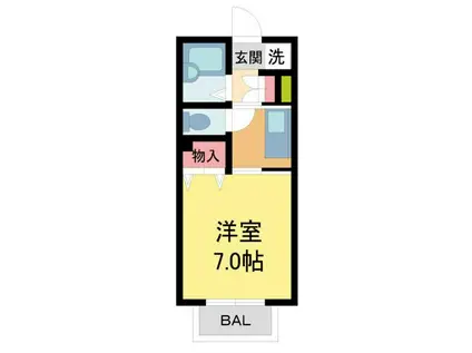 エスペーロ甲東II(1K/1階)の間取り写真