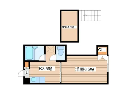 アリス高砂1B(1K/2階)の間取り写真