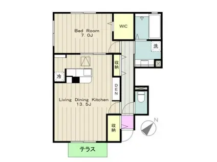 BRYANT PARK A(1LDK/1階)の間取り写真