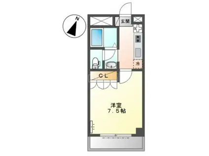 ソレイユ御幸(1K/1階)の間取り写真