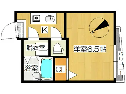 KMヒルズ(1K/1階)の間取り写真