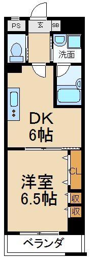 オクヨシ1ST(1DK/3階)の間取り写真