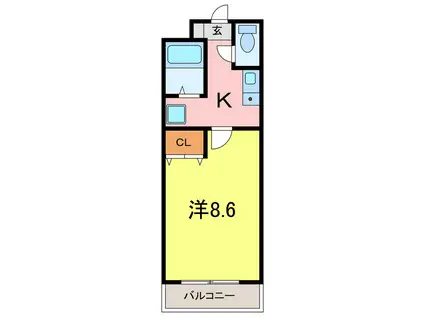 A・CITY大東町(1K/2階)の間取り写真