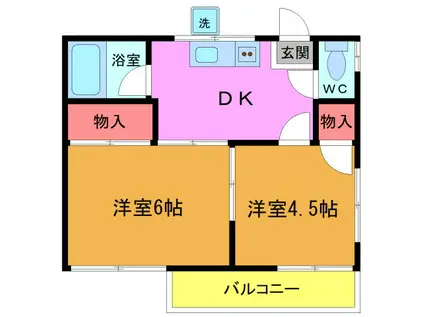 コーポ仲澤(2K/2階)の間取り写真