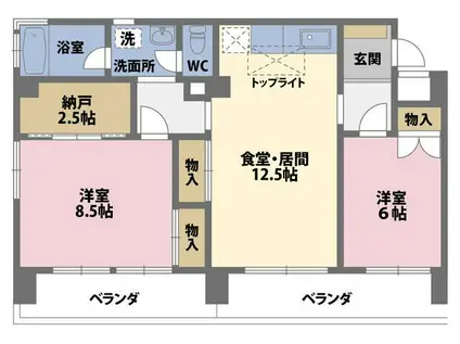 ラ・ベル・メゾン(2LDK/4階)の間取り写真