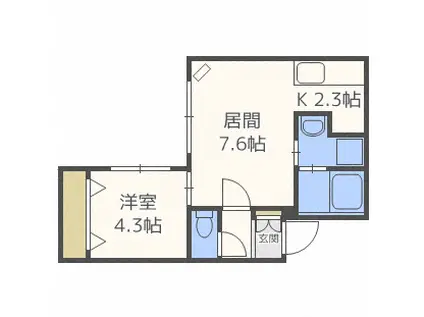 グランメール 北24条(1LDK/4階)の間取り写真