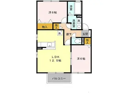 ボナール白水(2LDK/2階)の間取り写真