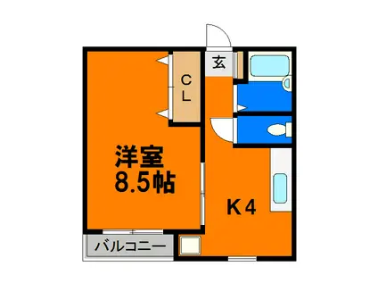 アネックス弁天(1K/1階)の間取り写真