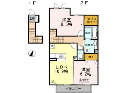 メルヴェーユ(2LDK/2階)の間取り写真