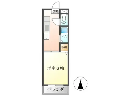 東信ハイツE(1K/2階)の間取り写真