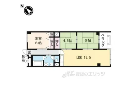カストルム洛北(3LDK/3階)の間取り写真