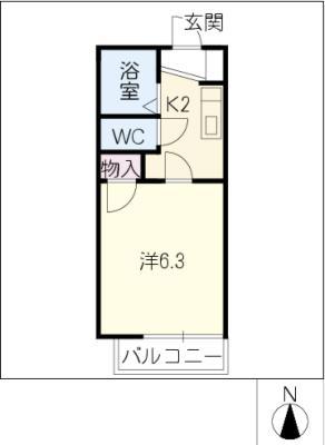 カーサベルデ(1K/2階)の間取り写真