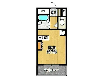フロレスタ三輪(ワンルーム/4階)の間取り写真