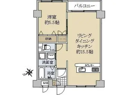TS東大井ハイム(1LDK/5階)の間取り写真