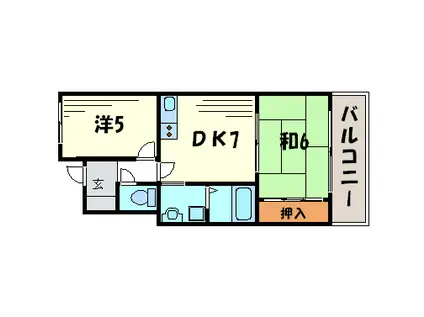 モンスフェールリュウ(2DK/1階)の間取り写真