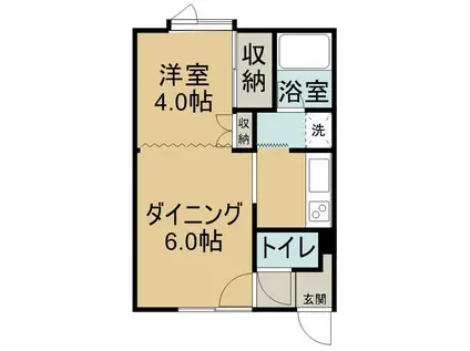 ガーデンヒルズハイツII(1DK/1階)の間取り写真