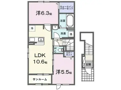 プラネッツ・リラン II(2LDK/2階)の間取り写真