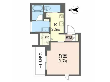 エクラージュ花町(1K/3階)の間取り写真