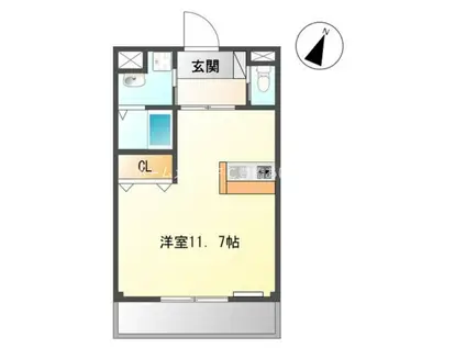 ZAOヒルズ(ワンルーム/2階)の間取り写真