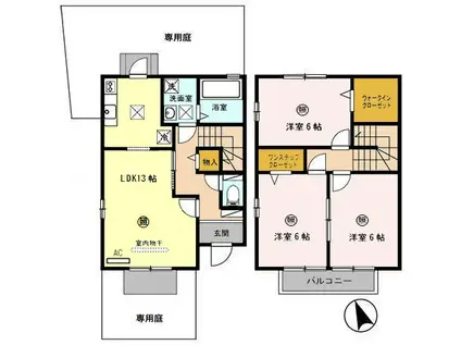 GRACE MEGUMI(3LDK/1階)の間取り写真