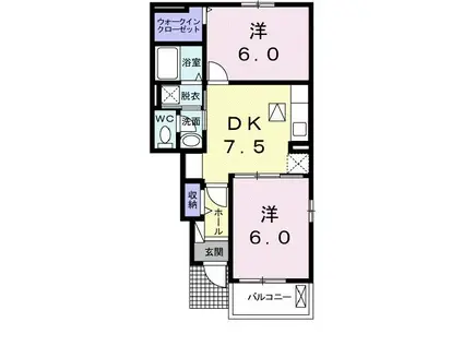 プラシード A(2DK/1階)の間取り写真