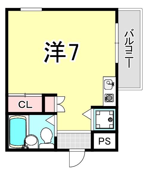 ロイヤルメゾン塚口VIII(ワンルーム/4階)の間取り写真