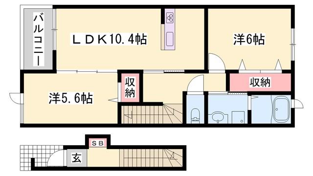 サンリットベル A棟(2LDK/2階)の間取り写真