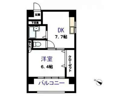 KS平野町(1DK/6階)の間取り写真