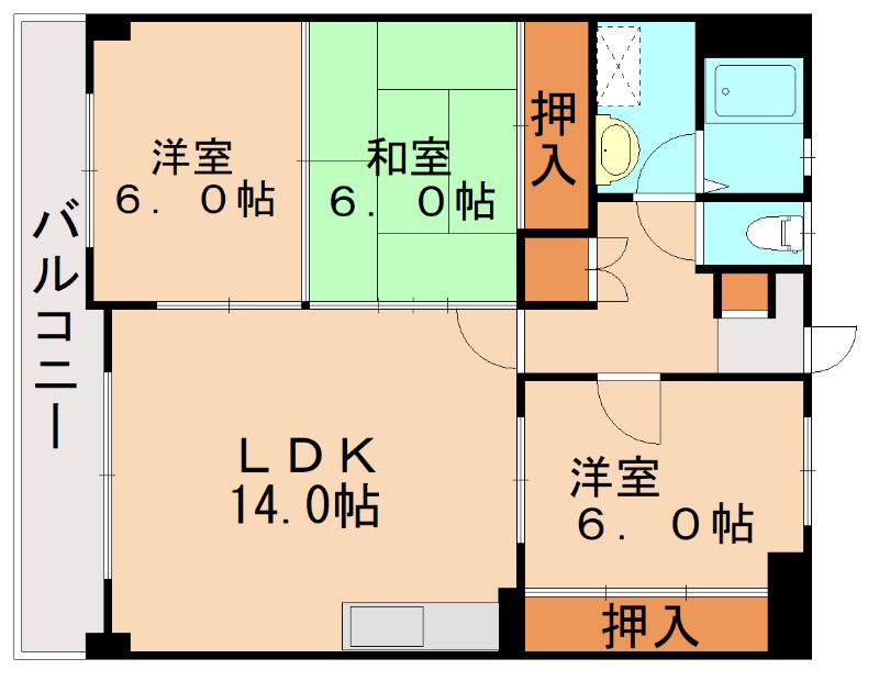 サン・ビィーム吉塚(3LDK/4階)の間取り写真