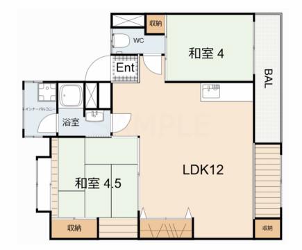 山陽電鉄本線 大蔵谷駅 徒歩9分 3階建 築62年(2LDK/1階)の間取り写真