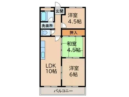 シマハイツ(3LDK/2階)の間取り写真