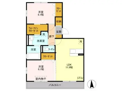 アプローズ・アイ(2LDK/2階)の間取り写真