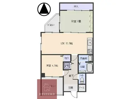 ピアスアローウエストサイド(2LDK/4階)の間取り写真