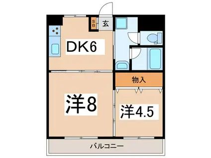 メゾンビラージュI(2DK/6階)の間取り写真