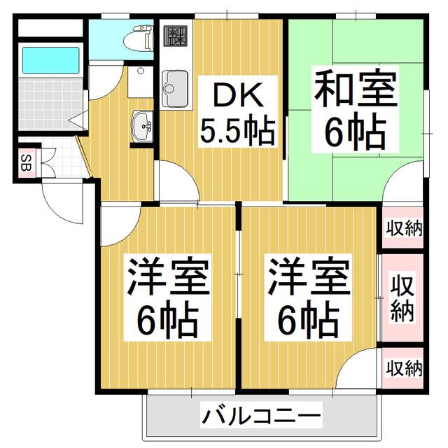 こまのいえB(3DK/2階)の間取り写真